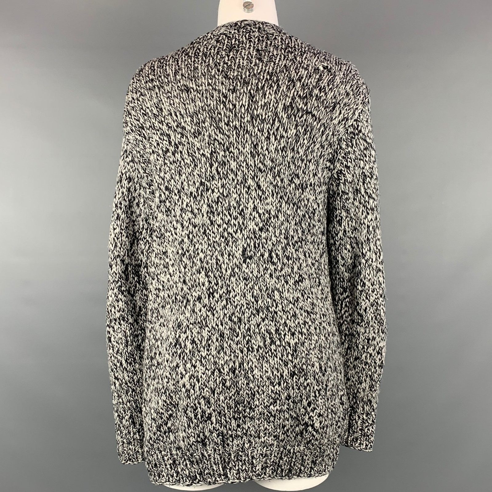 L'AGENCE M Navy & Grey Knitted Merino Wool Oversized Cardigan Size M / US 6-8 / IT 42-44 - 4 Thumbnail