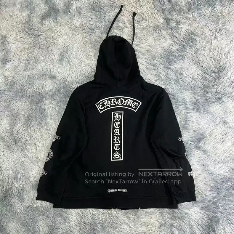 CHROME HEARTS Size XXL T horseshoe Logo sword zipper hooded