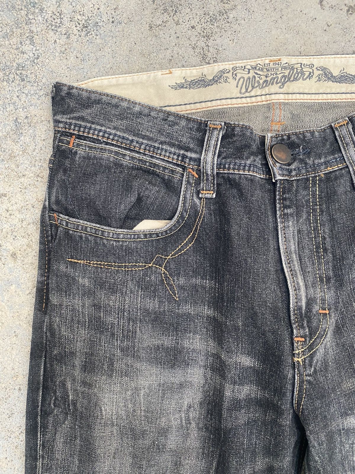 Japanese Brand × Vintage × Wrangler Vintage y2k Wrangler Faded Claw Mark Jeans Size US 32 / EU 48 - 4 Thumbnail