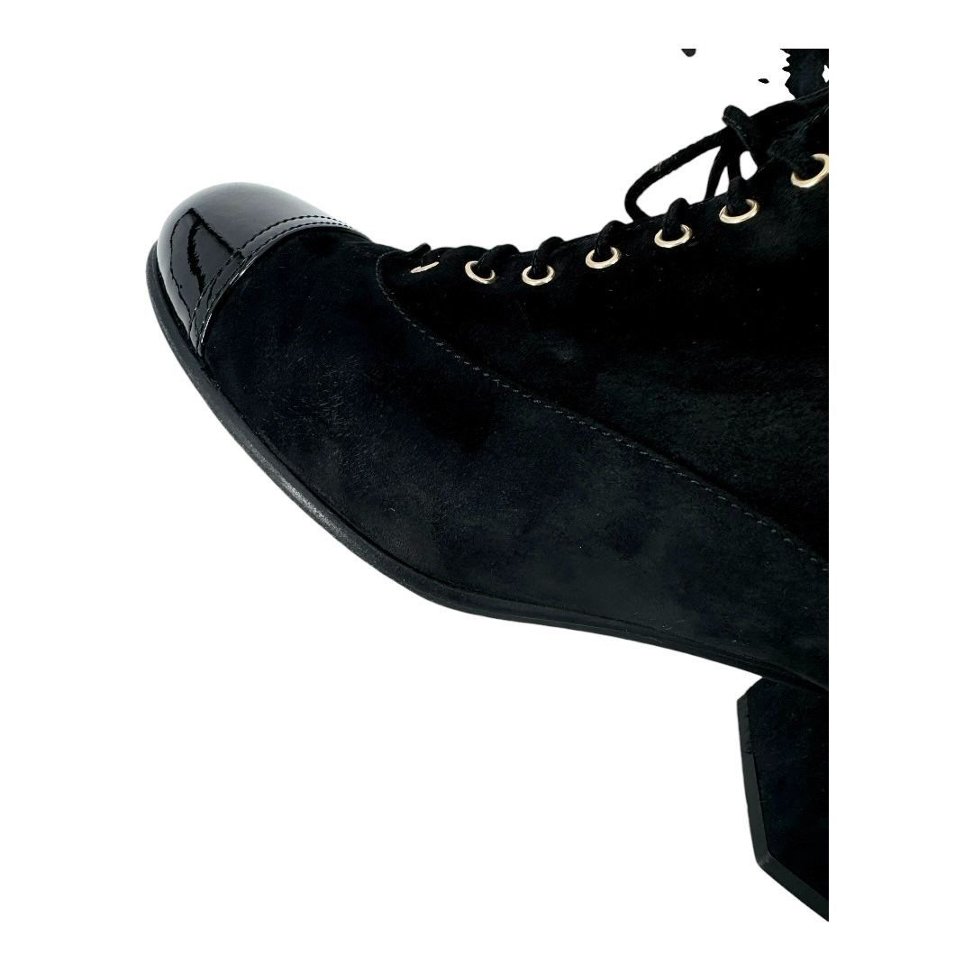Chanel Chanel Suede Pearl CC Logo Patent Cap Toe Short Boots Size US 10 / IT 40 - 10 Thumbnail