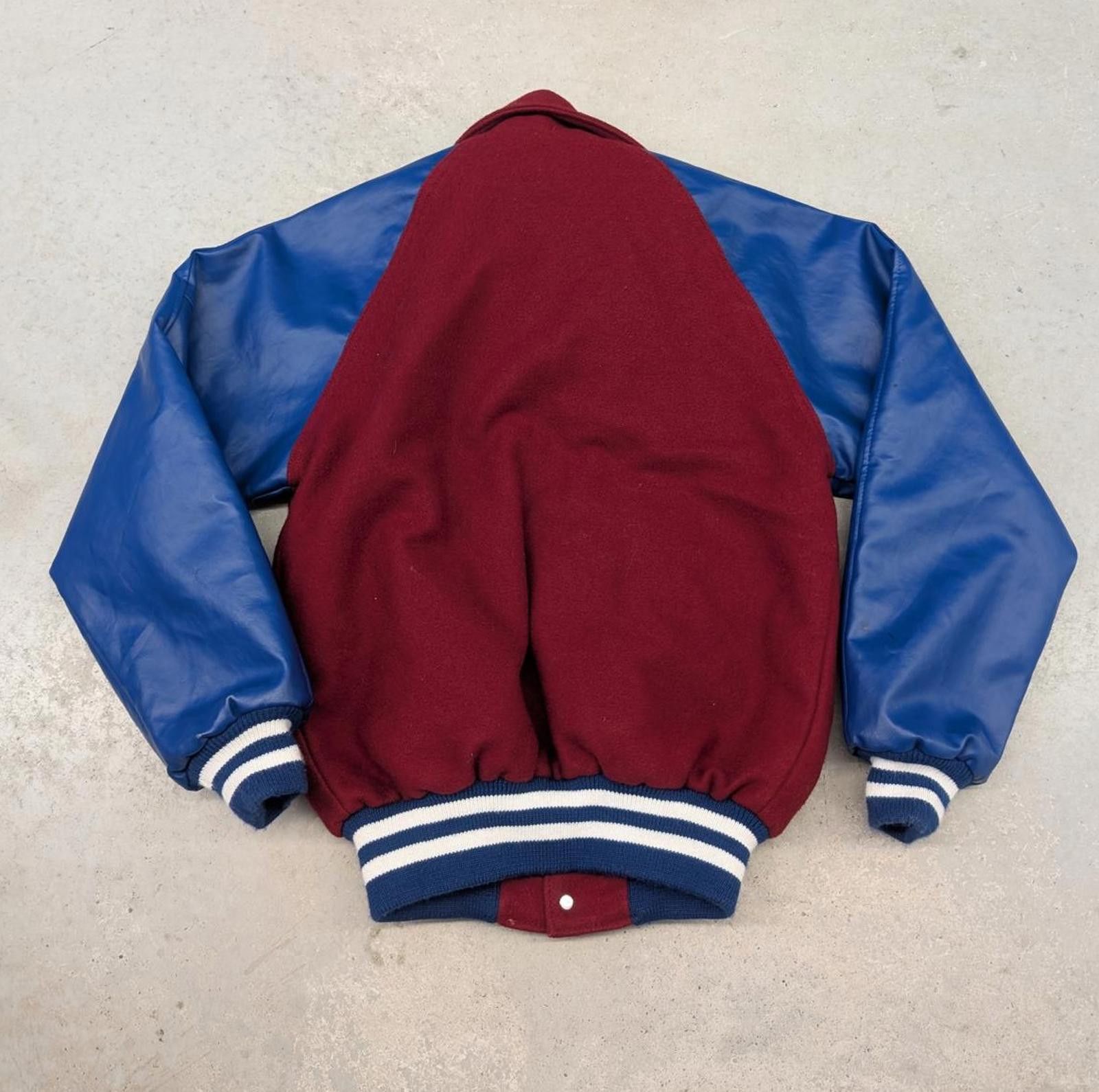 NEFF Vintage 90s NEFF Blue and Red Leather Wool Letterman Jacket Size US S / EU 44-46 / 1 - 2 Thumbnail