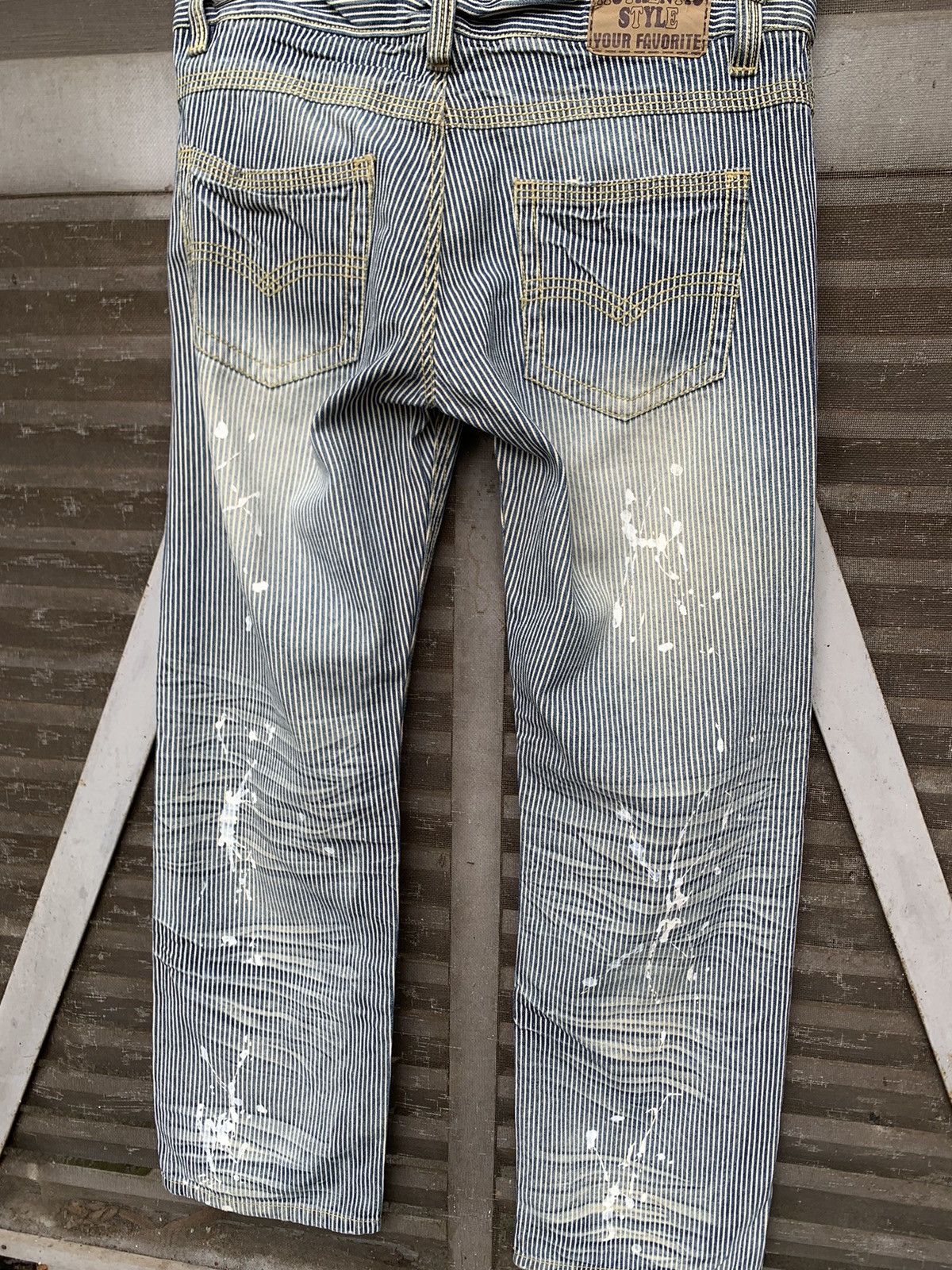 Vintage 👹Vintage Striped Pants W Paint Splatter Baggy Pants (WOMAN) Size US 34 / EU 50 - 9 Thumbnail