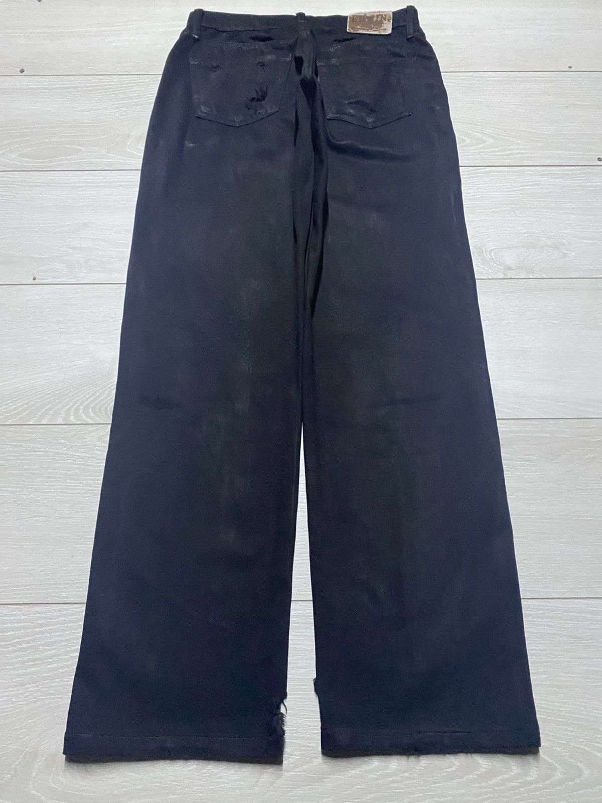 Edwin Vintage Japanese Edwin Black Denim Distressed Loose Jeans Size US 29 - 2 Thumbnail