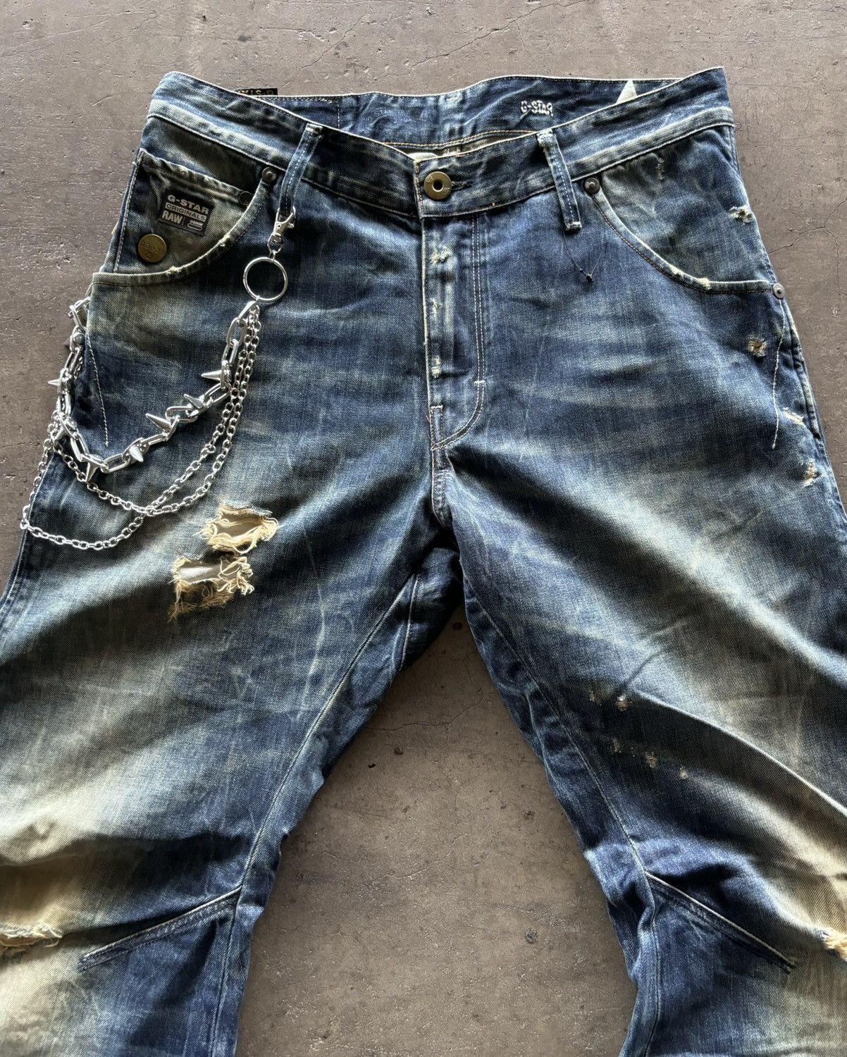 G-Star Gstar Raw Denim J Cut Mud Wash Distressed Denim Pants Size US 30 / EU 46 - 4 Thumbnail