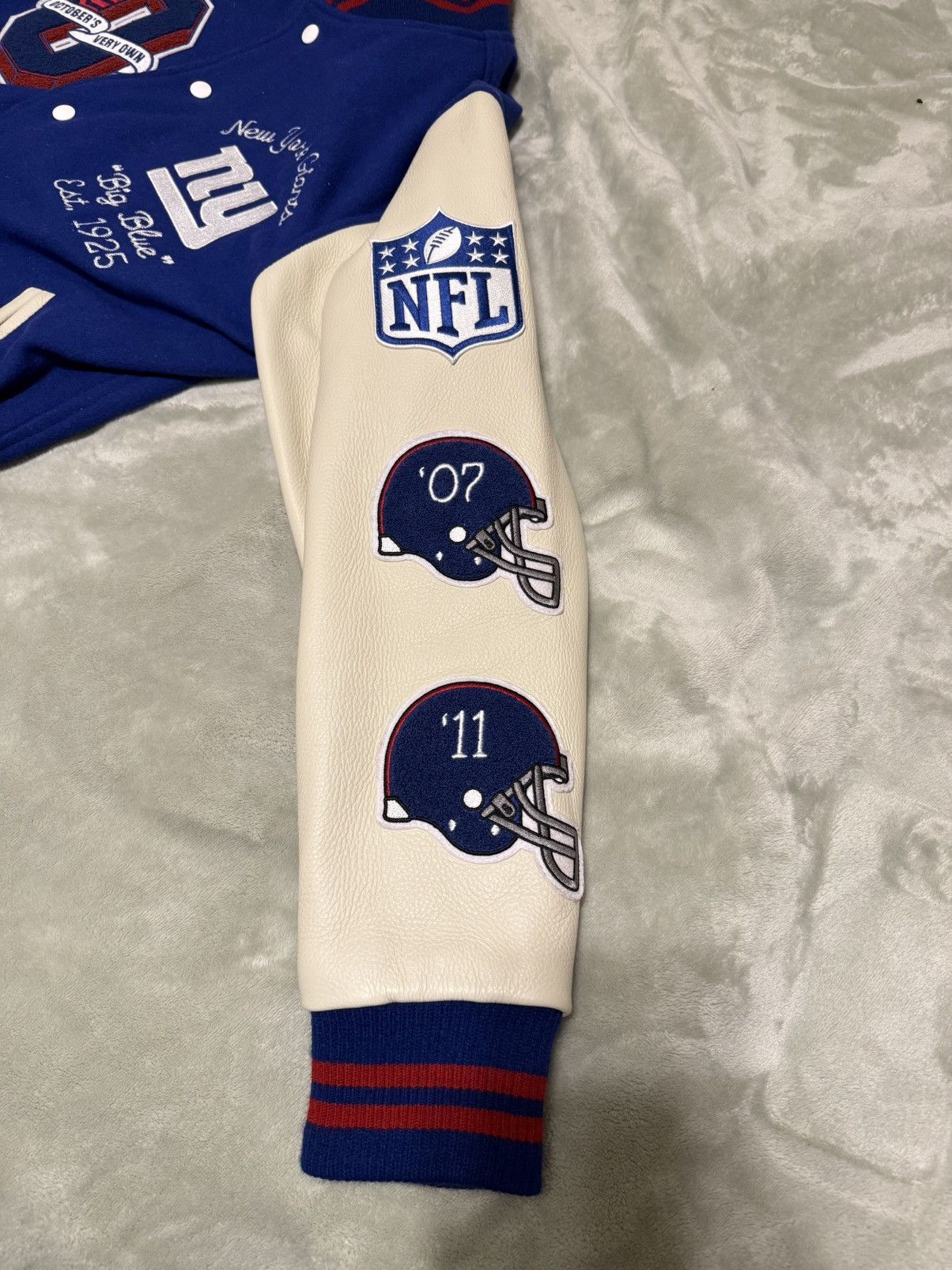NFL × October's Very Own Ovo X NFL New York Giants Varsity Jacket Size US M / EU 48-50 / 2 - 3 Thumbnail