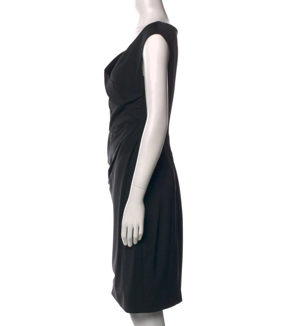 Lela Rose 100% Silk Lined Wool Blend Sheath V-Neck Ruched Dress Size M / US 6-8 / IT 42-44 - 6 Thumbnail