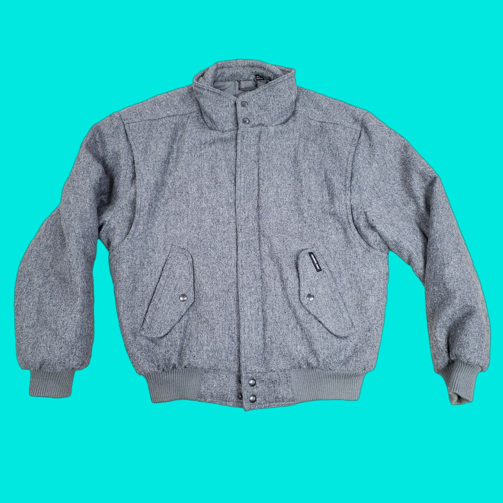 VINTAGE Members Only Jacket Mens 42 Gray Wool Bomber Coat Lined Outdoors Casual Adult Size 42 Gray Logo Pockets