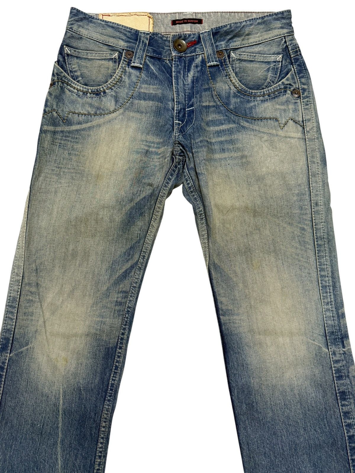 Japanese Brand Flared Jeans Blue Way Japan Acid Wash Rare Design Boot Cut Size US 30 / EU 46 - 4 Thumbnail