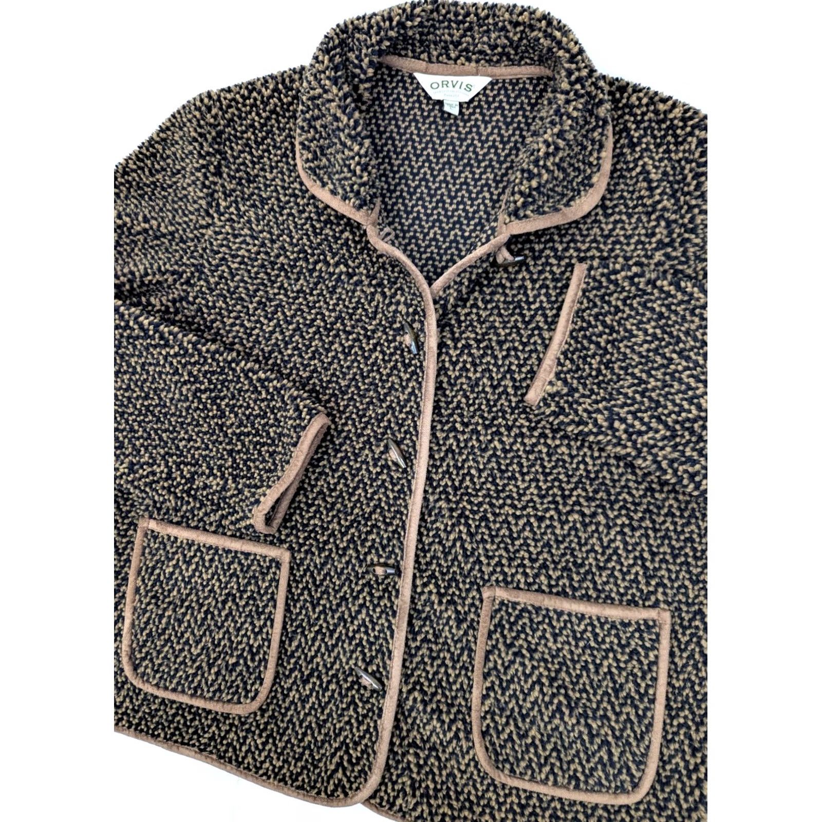 Orvis Orvis Fleece Sherpa Houndstooth Cardigan, Women XL Size XL / US 12-14 / IT 48-50 - 2 Thumbnail