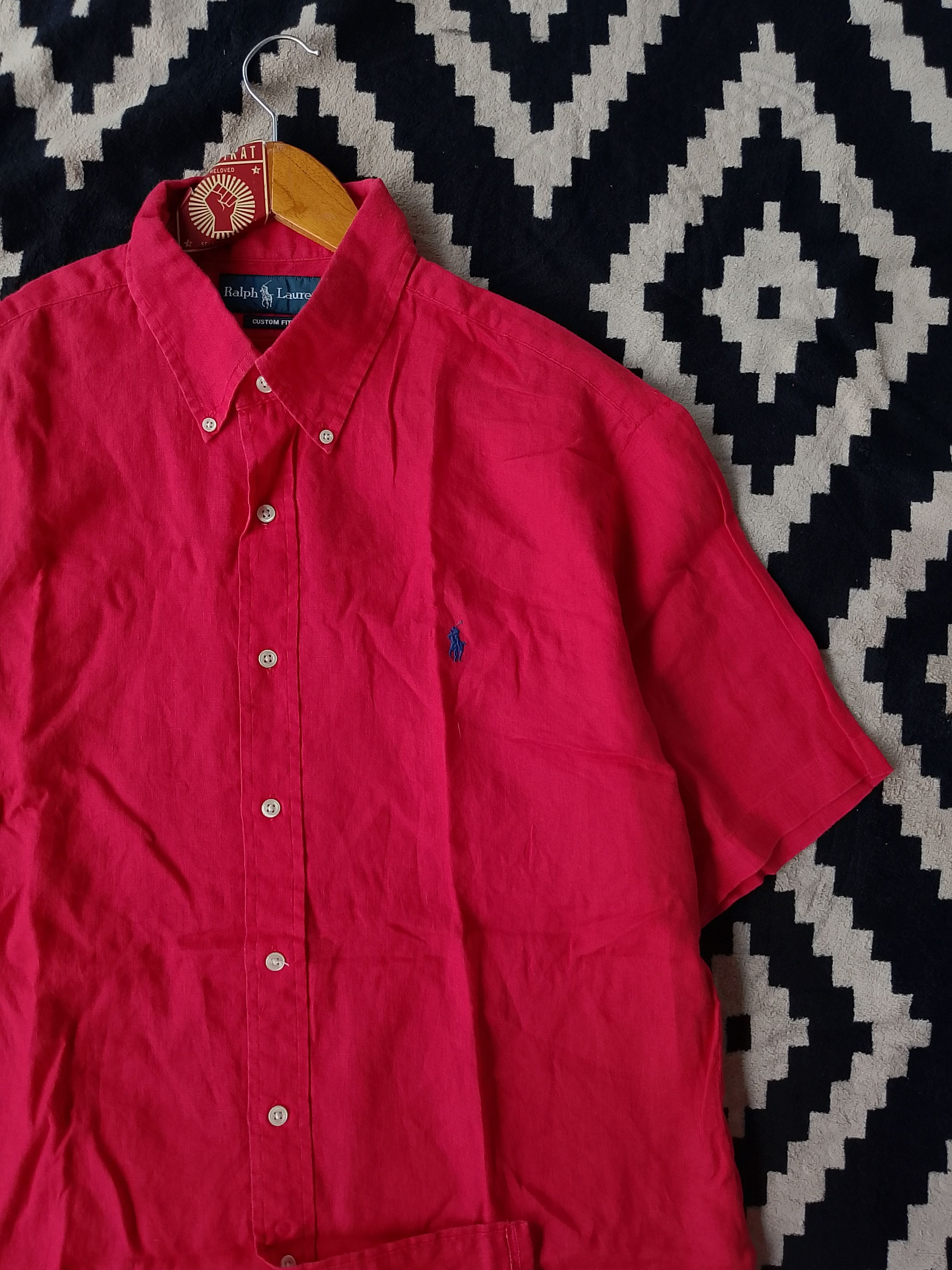 Ralph Lauren Vintage Rare Ralph Lauren Red Linen Hibiscus High-Summer Size US XL / EU 56 / 4 - 4 Thumbnail