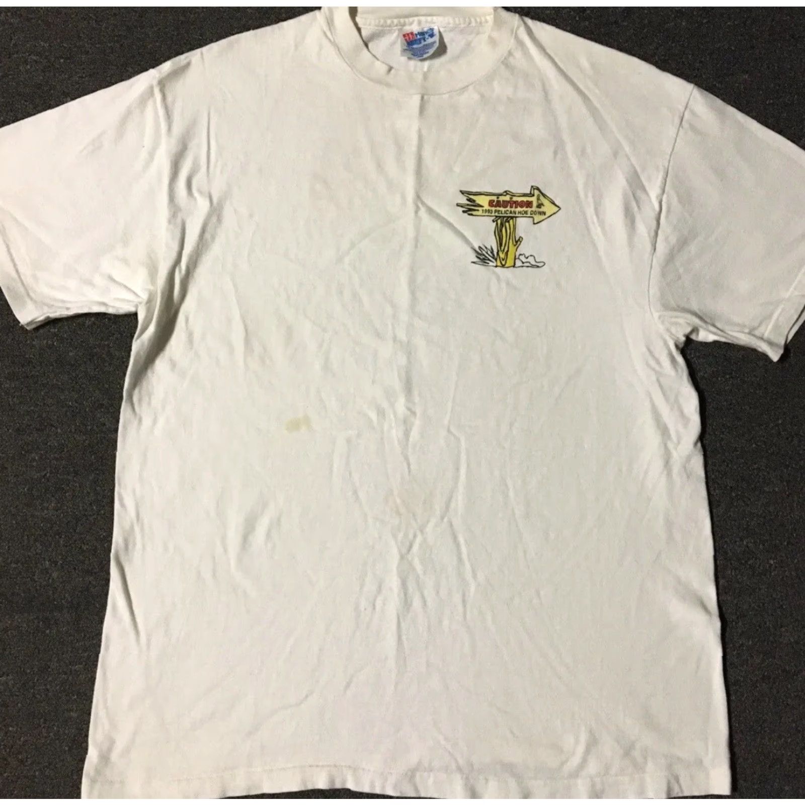 Vintage VINTAGE Pelican Hoe Down Distress Shirt L White Western Cowboy Funny Rockabilly Grunge 90s USA Harley Trucker Badges Mens T-Shirt Size L Size US L / EU 52-54 / 3 - 2 Thumbnail