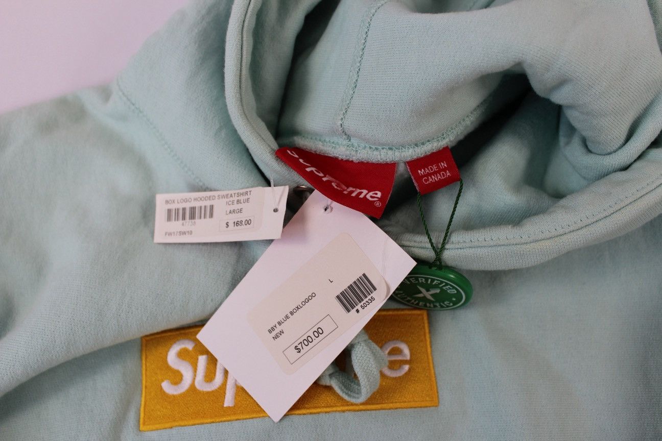 Supreme Supreme Box Logo Hooded Sweatshirt 'Ice Blue' Size US L / EU 52-54 / 3 - 7 Thumbnail