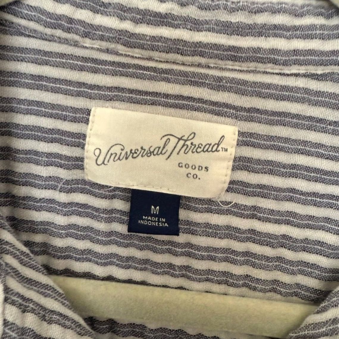 Vintage Universal Threads Button-Up Shirt Women Medium 100% Cotton Striped Collar Long Sleeve Blue Size M / US 6-8 / IT 42-44 - 4 Thumbnail