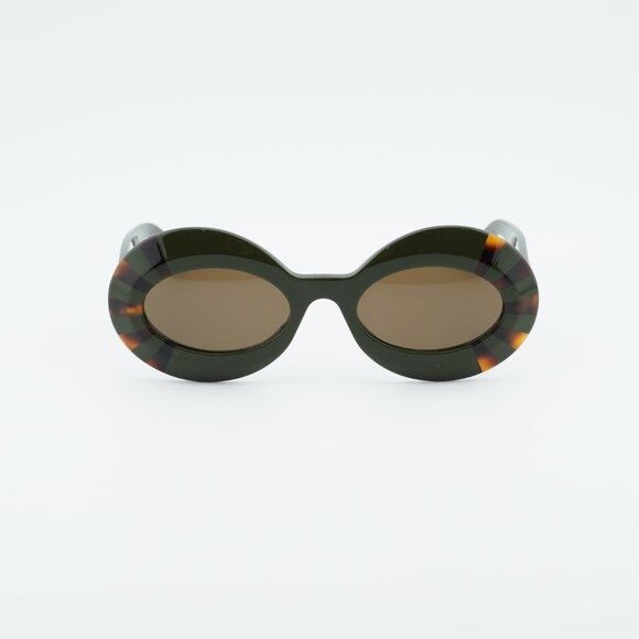 Loewe Loewe LW40091I 96E Sunglasses Havanan/Green Oval Frame Size ONE SIZE - 2 Thumbnail
