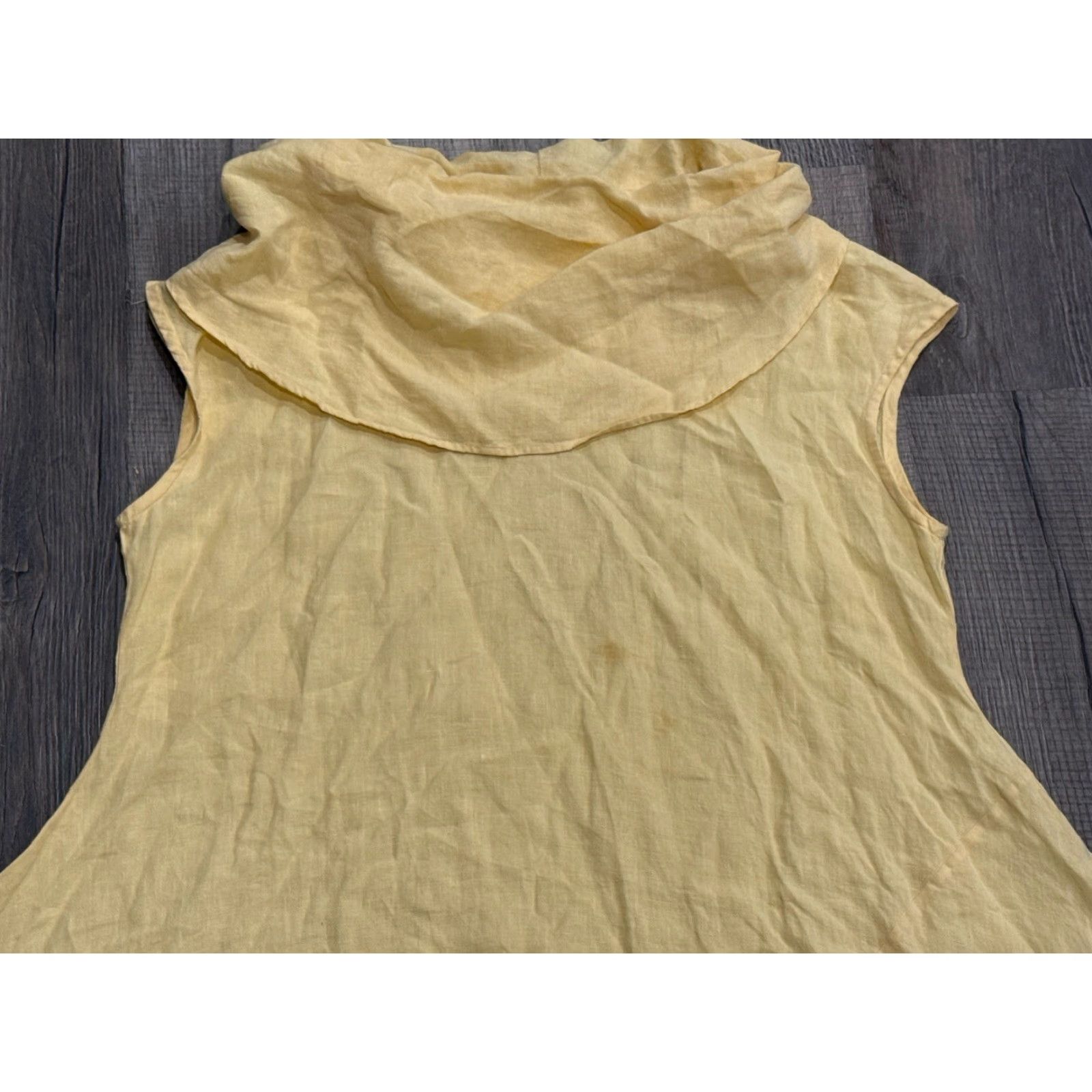 Layer 8 Bryn Walker Yellow Linen Oversize Nola Cowl Neck Short Sleeve Tunic Blouse L Women USA Bohemian Shirt Size L / US 10 / IT 46 - 3 Thumbnail