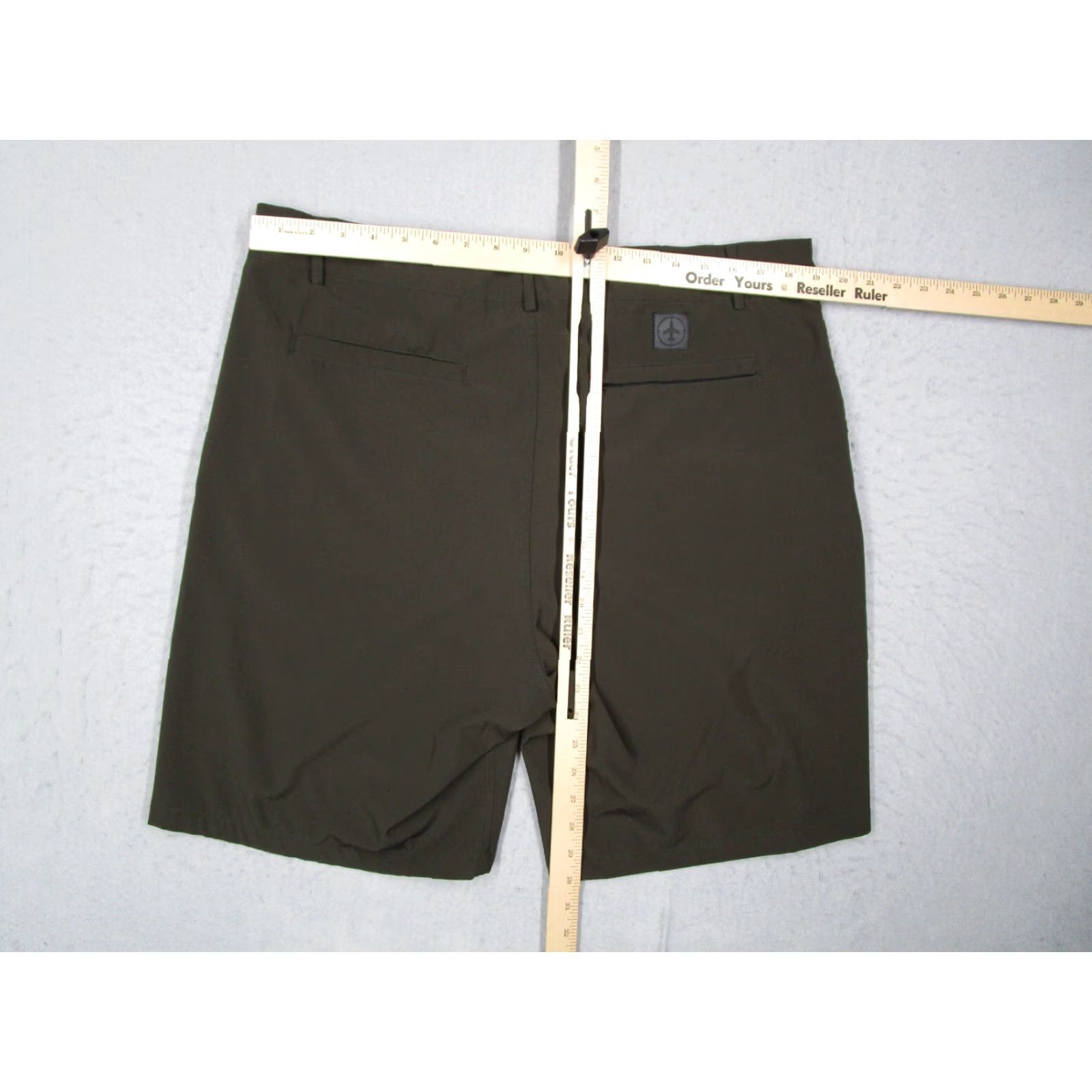 Vintage Aviator Mens 38 Green 8" Hybrid Shorts - Travel, Work, Beach, Golf - Drawstring, Pockets - Made in USA - 5-Pocket Chino Style - Polyester Blend Size US 38 / EU 54 - 4 Thumbnail