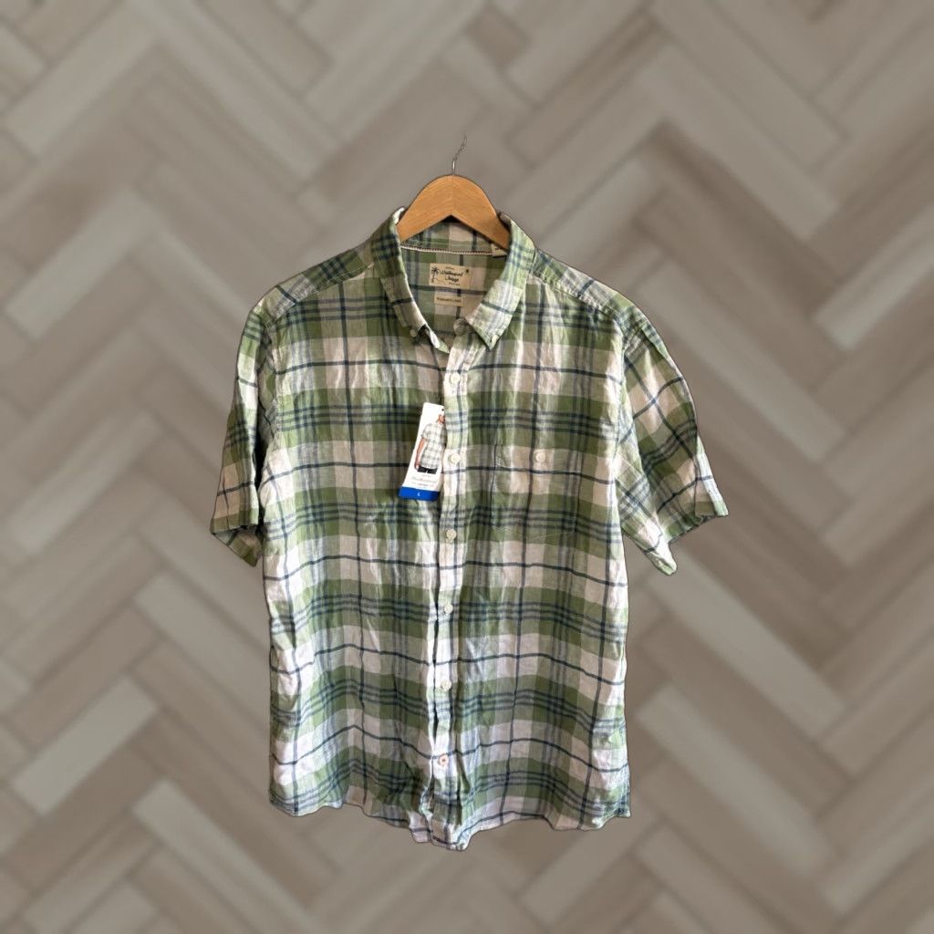 Weatherproof Weatherproof Shirt VINTAGE Mens Green Plaid Short Sleeve Button Up Linen Large Size US L / EU 52-54 / 3 - 1 Thumbnail