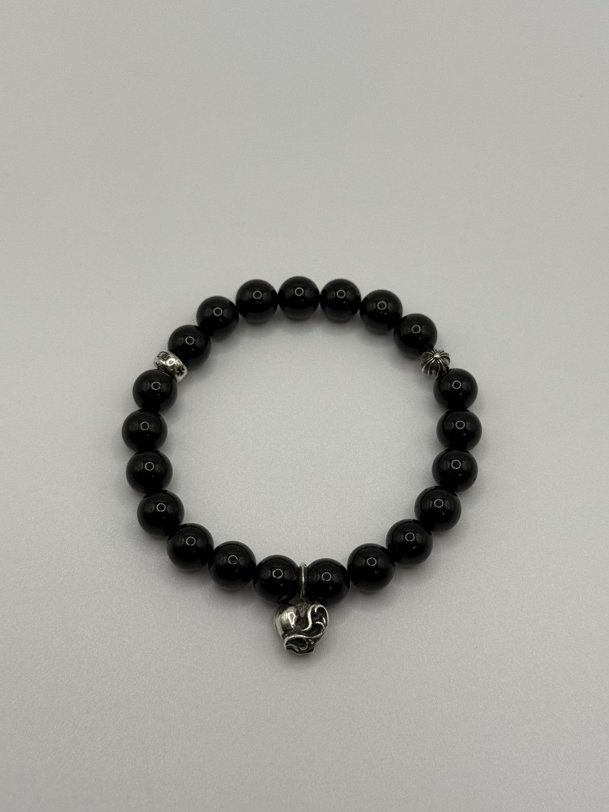 Chrome Hearts Black Heart Beaded Bracelet