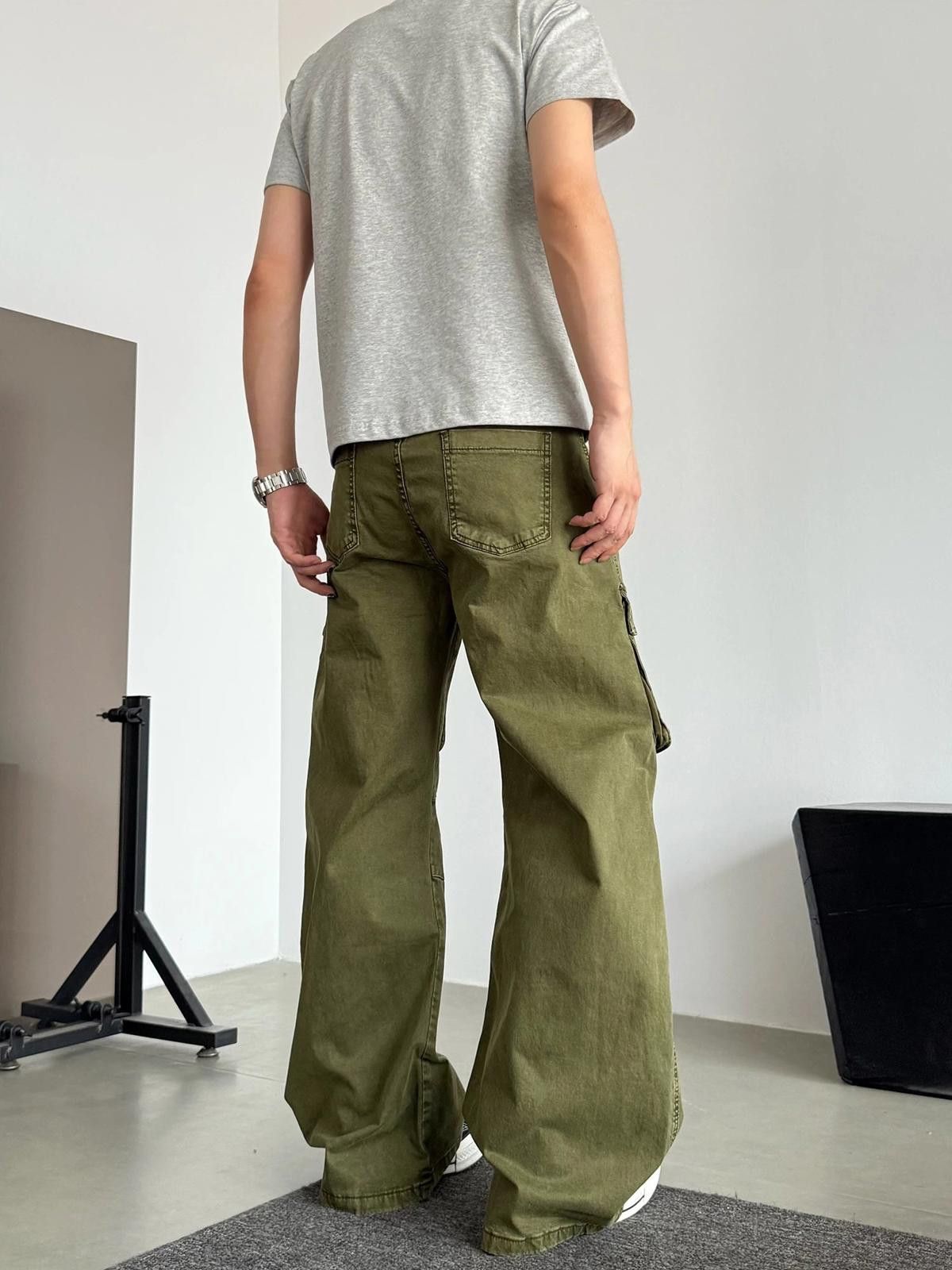 Japanese Brand Wide-Leg Cargo Pants in Olive Green Size US 32 / EU 48 - 5 Thumbnail