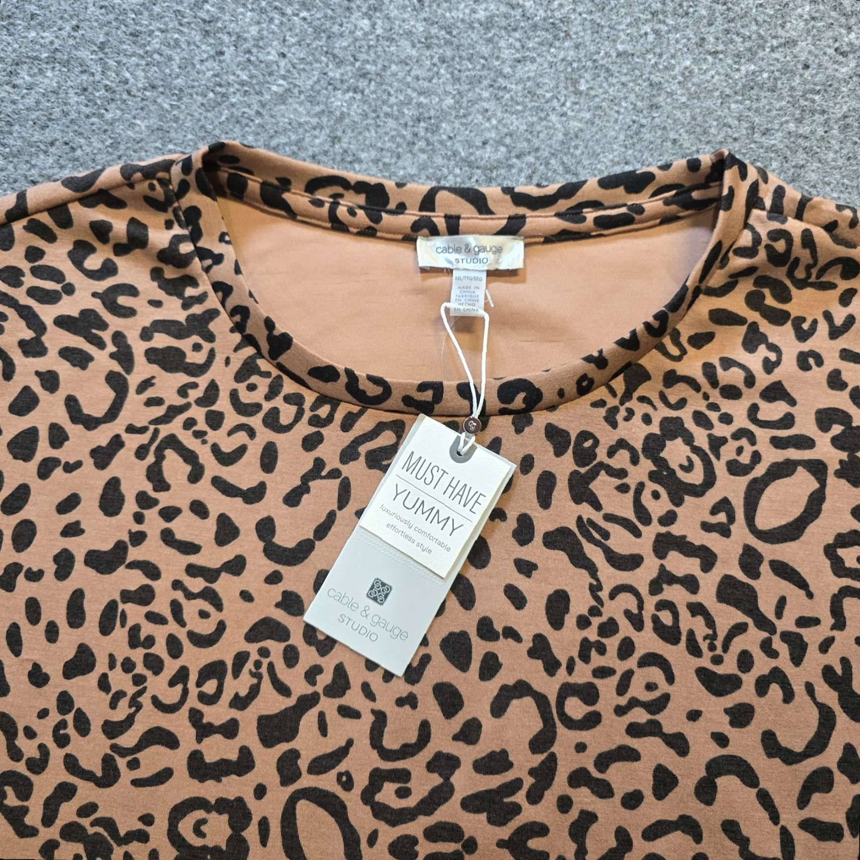 Vintage Cable Gauge Sweater Womens Size XXL Brown Leopard Sweatshirt Crew Neck Lounge Pullover Knit Long Sleeve Regular Women Size XXL / US 16-18 / IT 52-54 - 2 Thumbnail