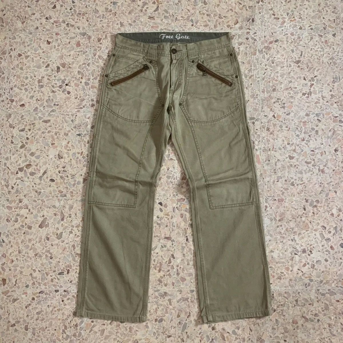 JAPANESE VINTAGE TROUSERS DOUBLE KNEE CINCH BACK CARPENTER