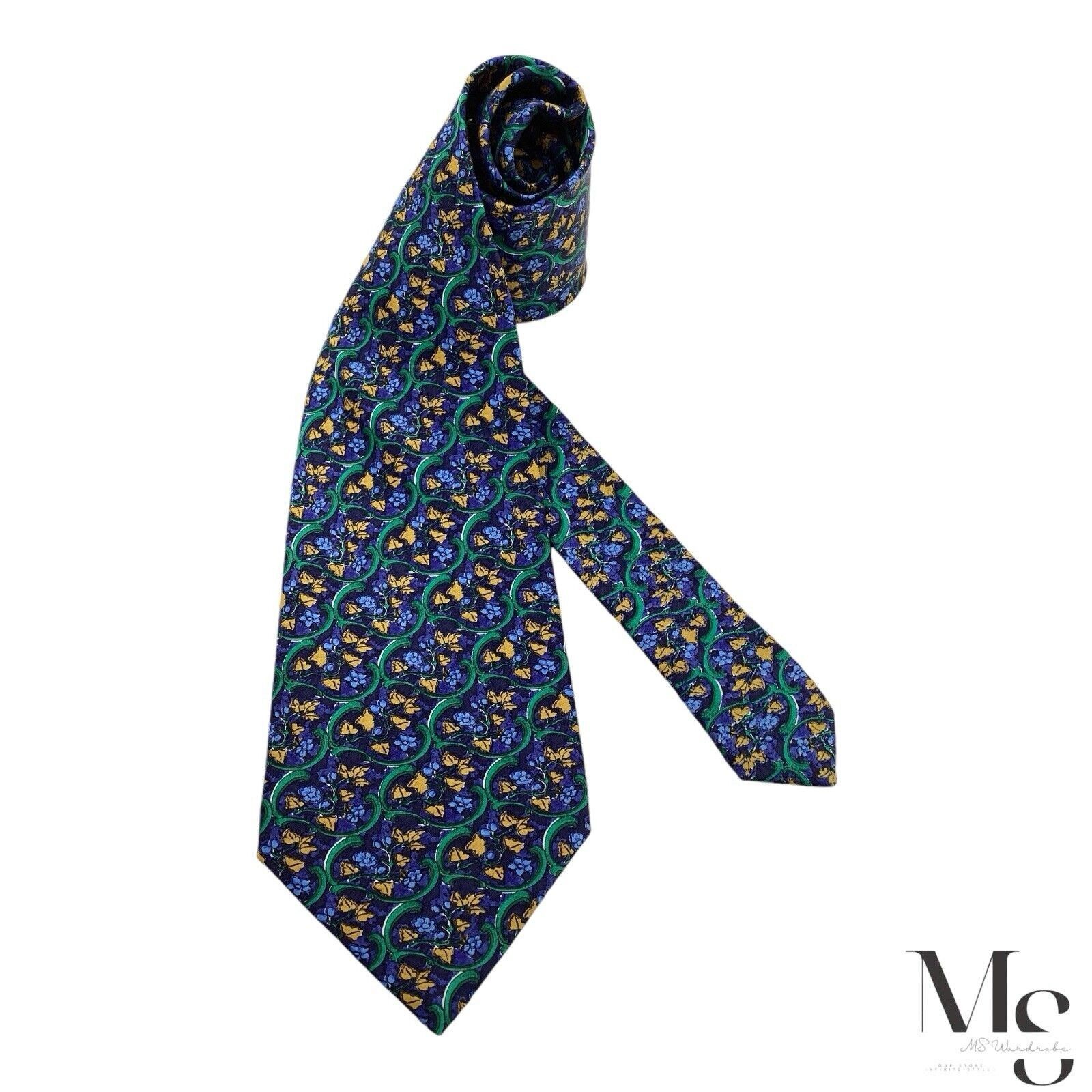Lanvin LANVIN PARIS Blue Floral Luxury Designer Silk Tie France W: Size ONE SIZE - 1 Thumbnail