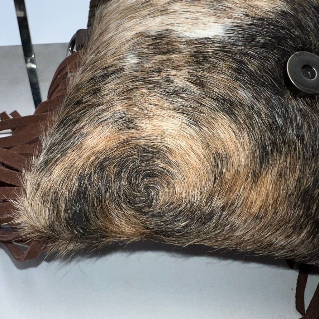Other Tooled Genuine Leather and Calf Hair Suede Fringe Crossbody/ Wristlet Size ONE SIZE - 7 Thumbnail
