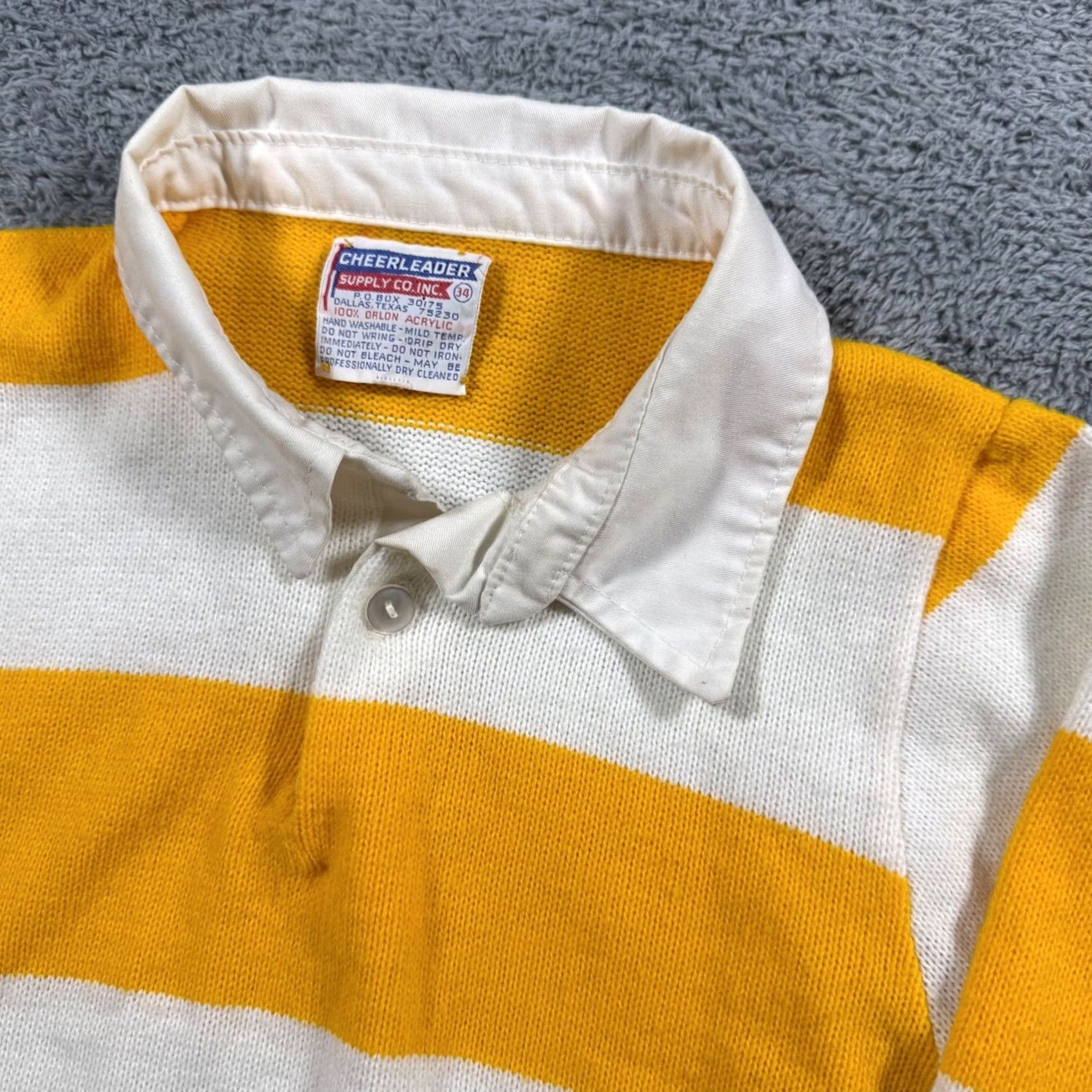 Vintage VINTAGE Cheerleader Supply Co Striped Knit Polo Sweater Acrylic Womens Small 70s Yellow Size S / US 4 / IT 40 - 2 Thumbnail