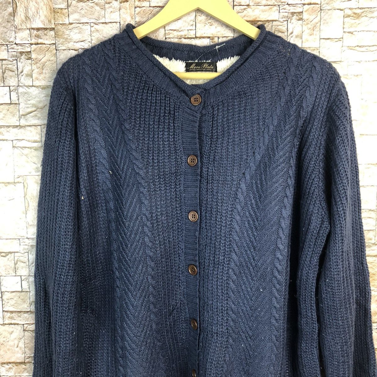 Japanese Brand More Planta Dark Blue Patterned Cardigans #A751 Size L / US 10 / IT 46 - 5 Thumbnail