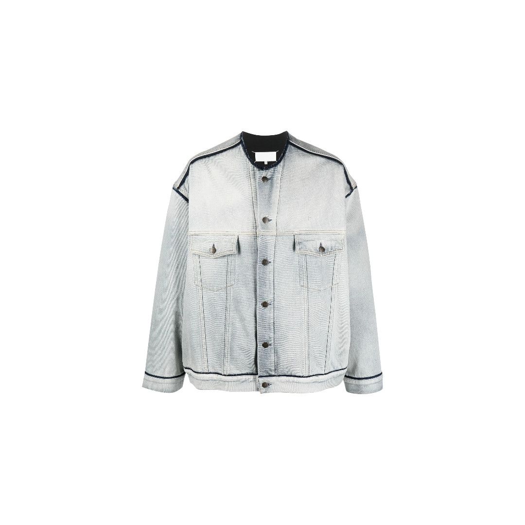 Maison Margiela oc11z0925 Collarless Denim Jacket in Light Blue Size US XL / EU 56 / 4 - 1 Thumbnail