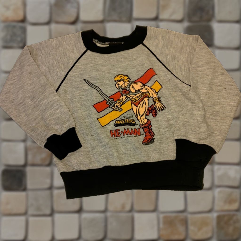 VINTAGE Masters of the Universe He Man Kids Sweatshirt Gray