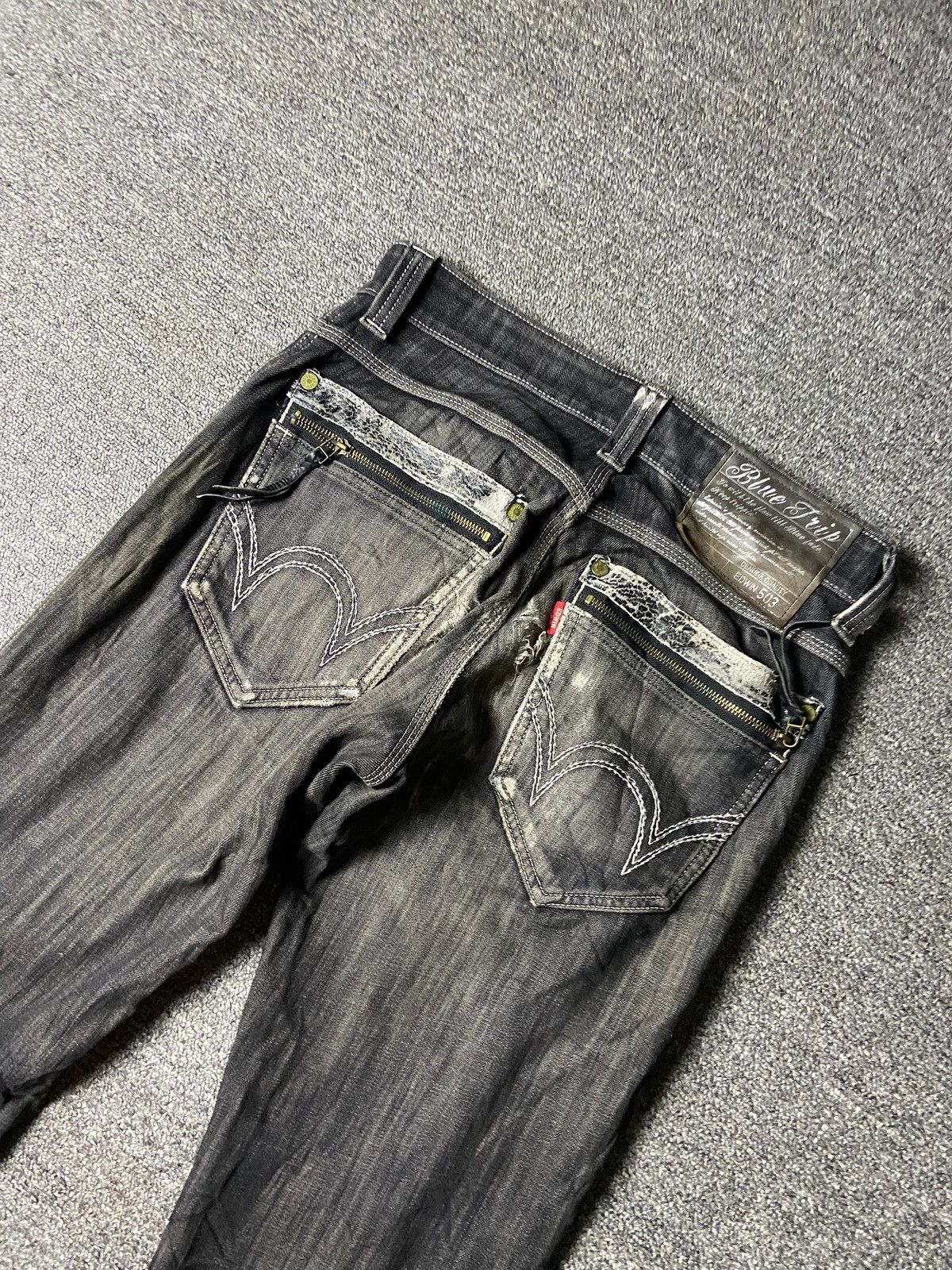 Edwin Edwin 503 x Blue Trip Distressed Ripped Jeans (159) Size US 32 / EU 48 - 7 Thumbnail