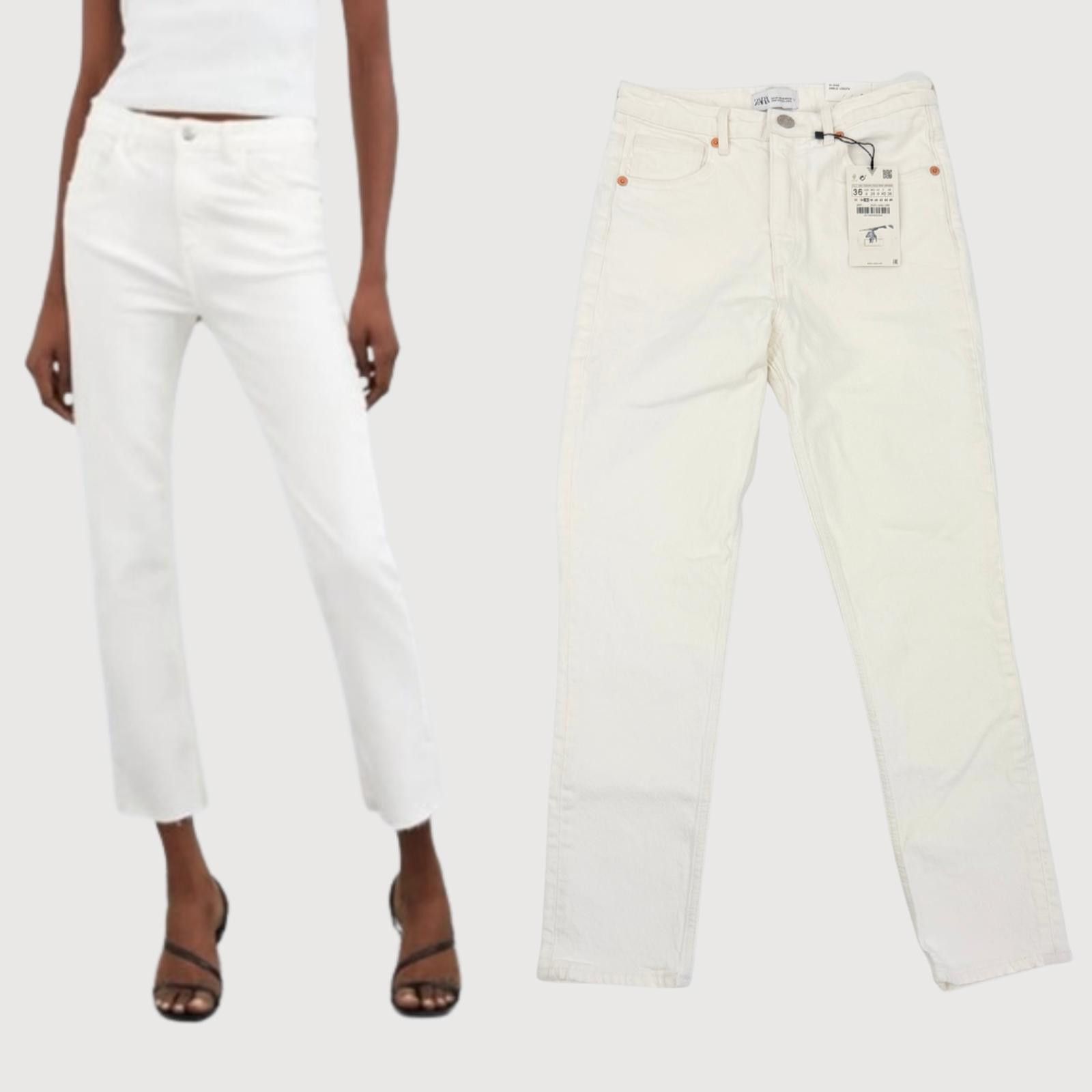 Zara Zara High Rise Straight Jeans Ivory NWT Ankle Length 4 Size 27" / US 4 / IT 40 - 1 Thumbnail