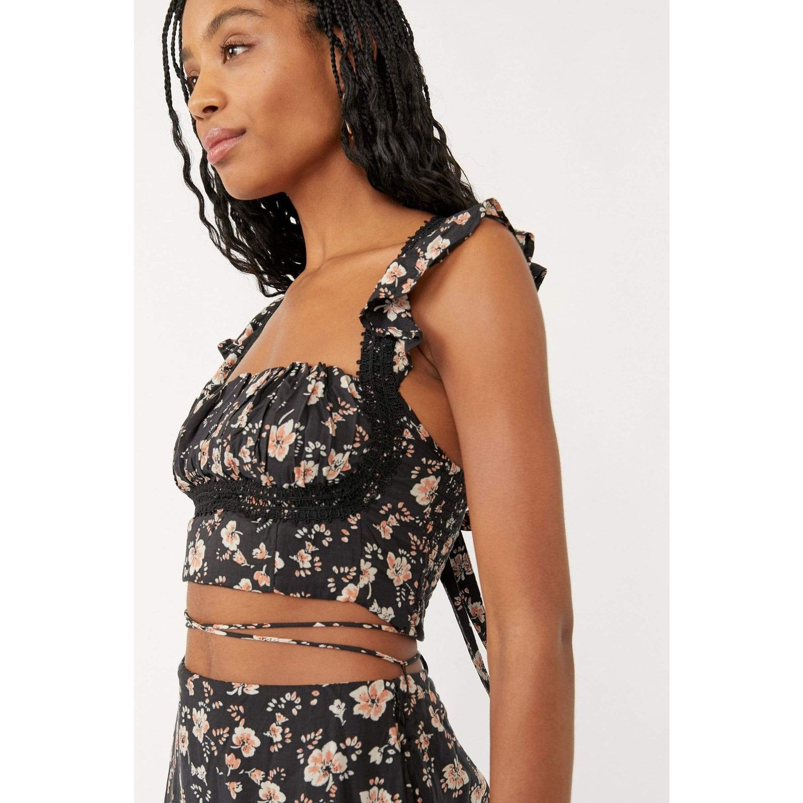 Free People New Bijou Smocked Top and Maxi Skirt Set $128 Sz 4 Floral Size 27" / US 4 / IT 40 - 4 Thumbnail