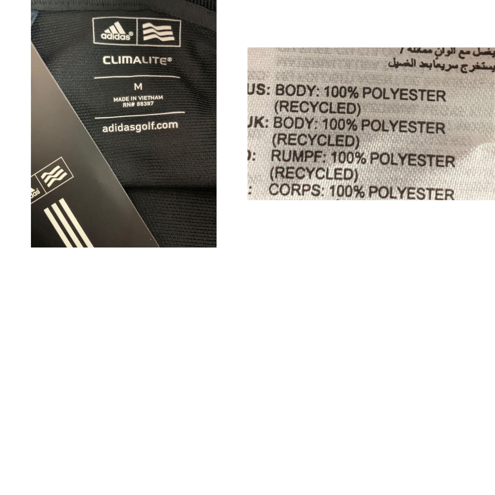 Adidas Adidas Mens Golf Shirt Polo M Black Stripe Cuff P77781 Size US M / EU 48-50 / 2 - 8 Thumbnail