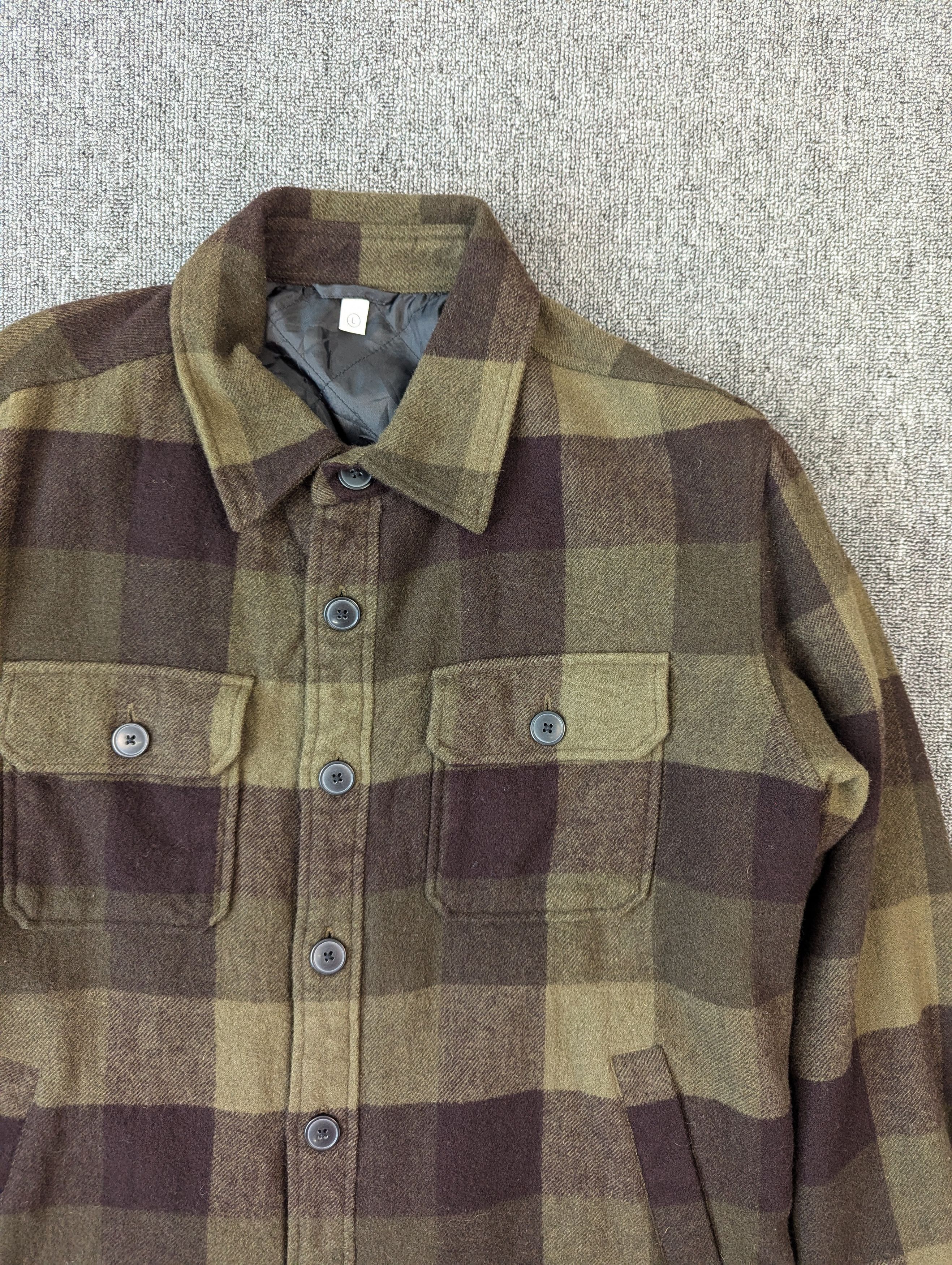 Japanese Brand Vintage Uniqlo Wool Quilted Checkered Flannel Jacket Size US L / EU 52-54 / 3 - 3 Thumbnail