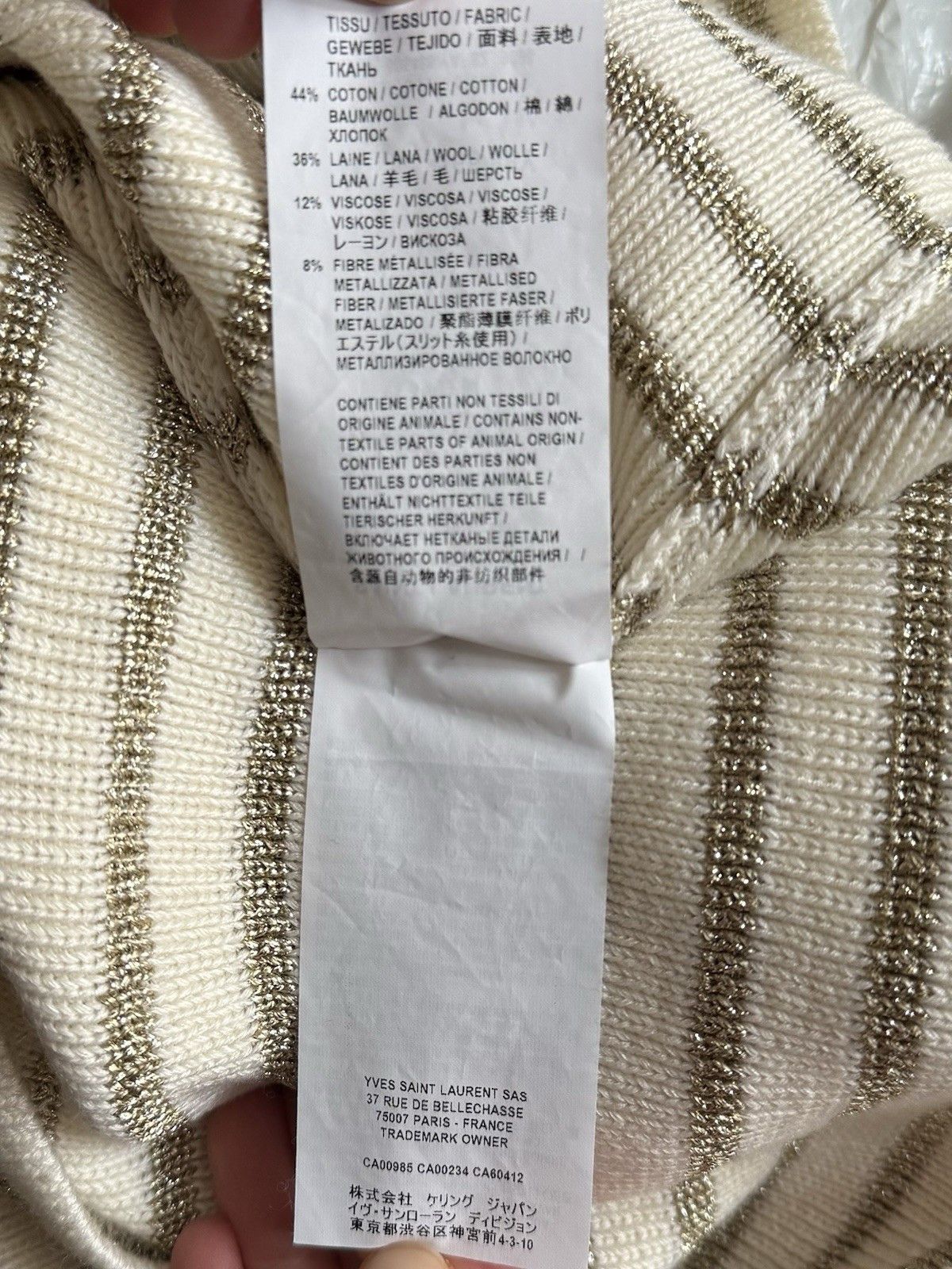 Saint Laurent Paris DDP Saint Laurent Lurex Gold Stripped Knit Sweater Size M / US 6-8 / IT 42-44 - 16 Thumbnail