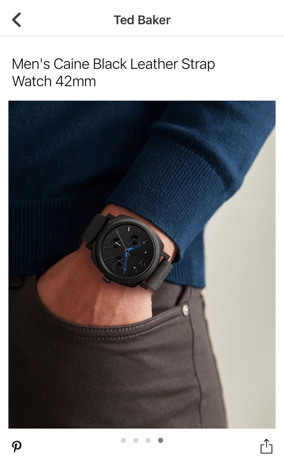 Ted Baker Men’s Caine Black Leather Strap watch 42mm Size 42 - 4 Thumbnail