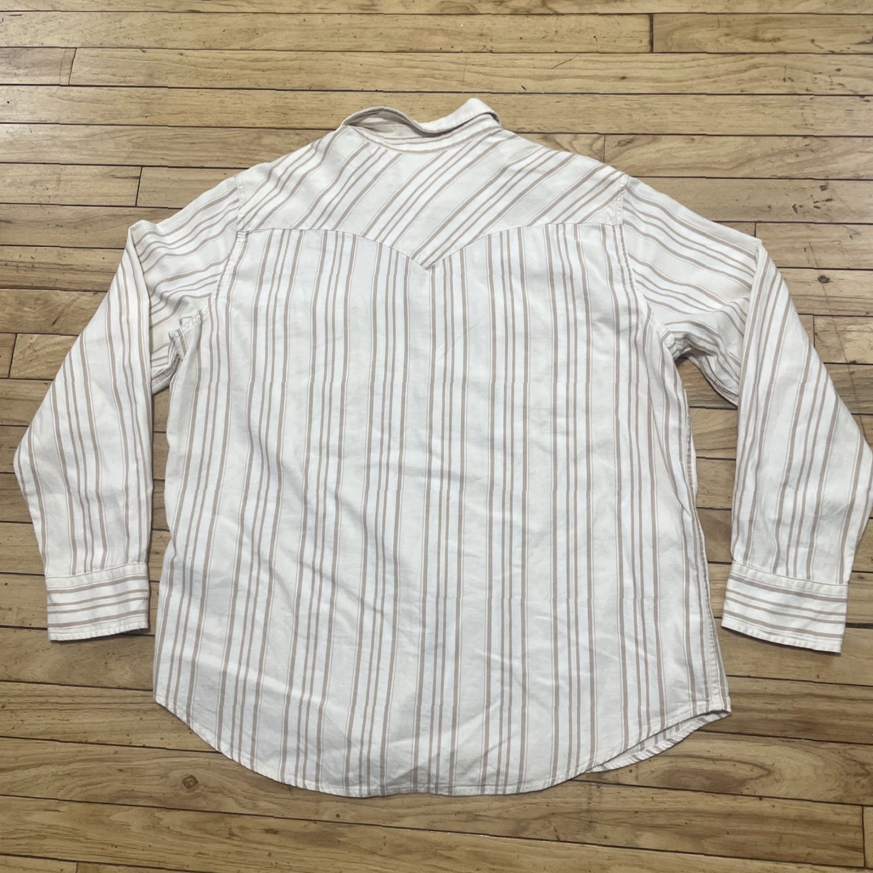 Levi's Levis Western Pearl Snap Cowboy Shirt Men XL Brown Cream Vertical Striped Capsule Size US XL / EU 56 / 4 - 2 Thumbnail