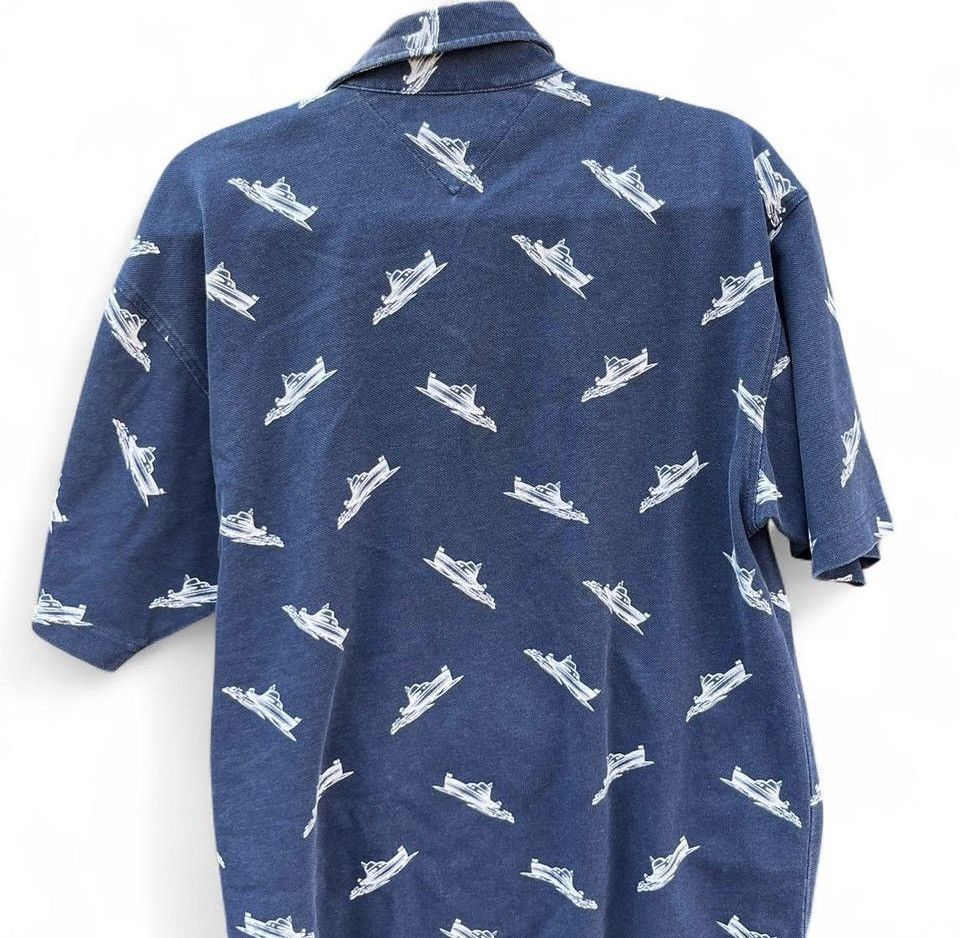 Tommy Hilfiger Tommy Hilfiger Navy Polo with White Boat Print Size US M / EU 48-50 / 2 - 2 Thumbnail