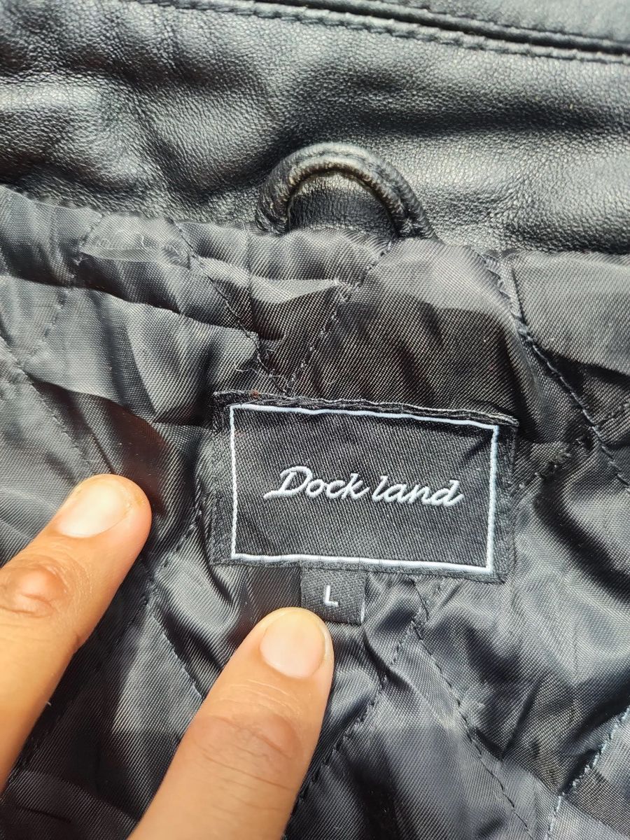 Leather Vintage Dockland Blue Leather Car Coat – Quilted Lining Size US L / EU 52-54 / 3 - 14 Thumbnail