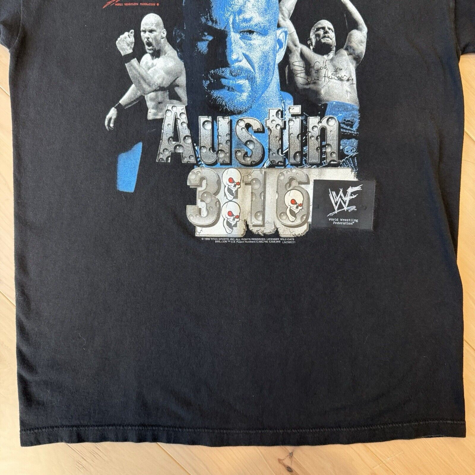 Vintage Vintage Stone Cold Steve Austin Shirt Large Black 90s WWF Size US L / EU 52-54 / 3 - 4 Thumbnail
