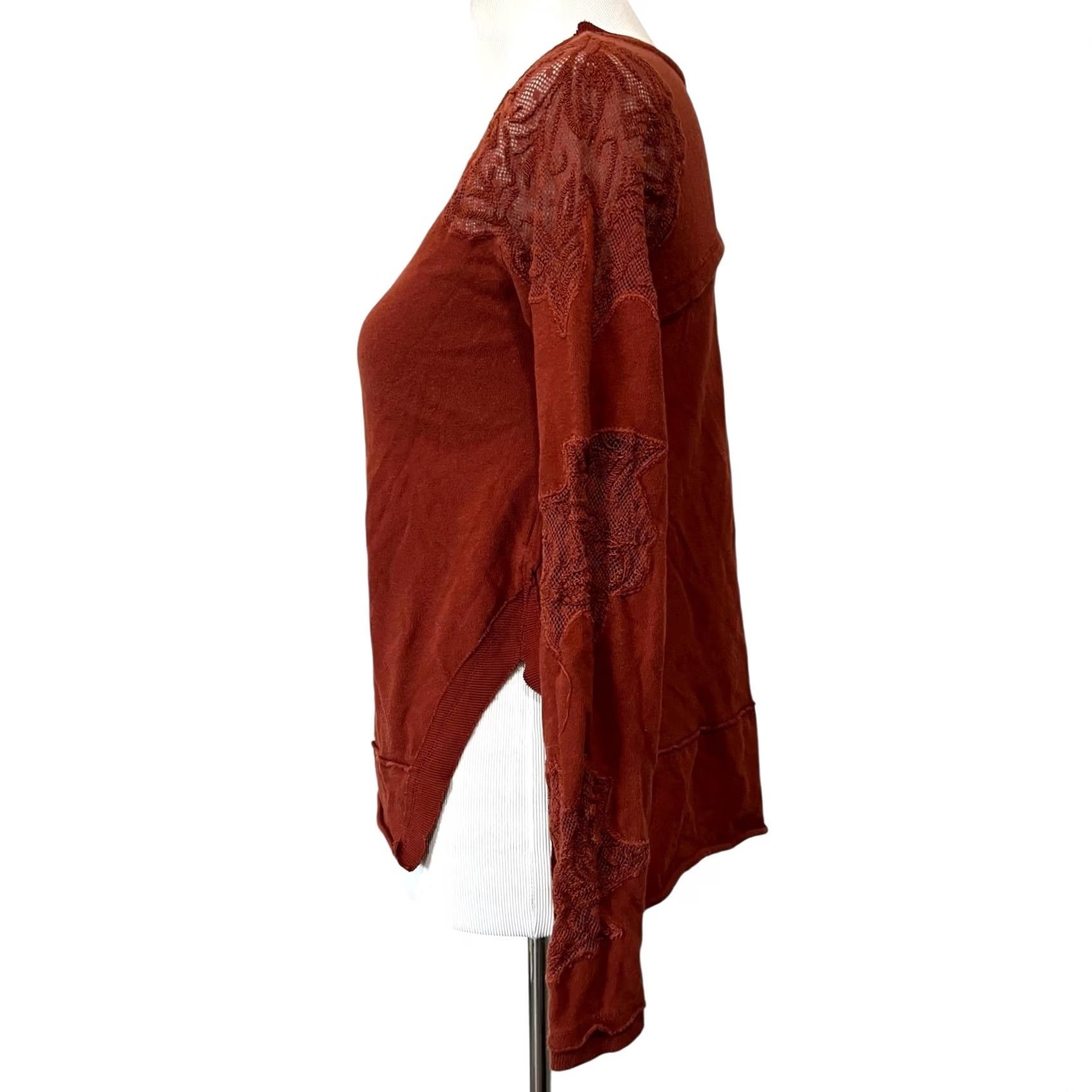Free People Free People Outer Sunset Grandpa Jersey Long Sleeve Lace Cut Out Womens XS Shirt Xs Orange Womens Size XS / US 0-2 / IT 36-38 - 4 Thumbnail