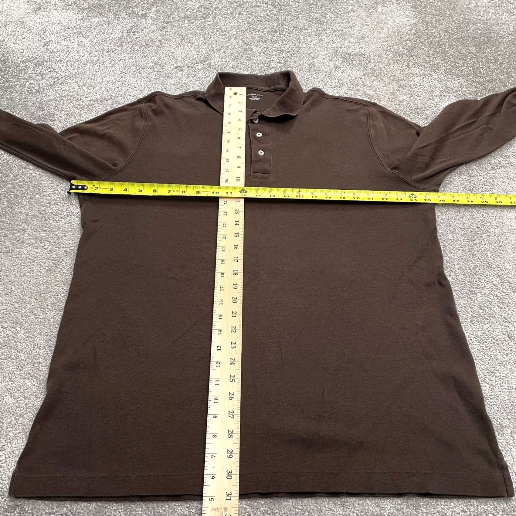 Lands' End Lands' End Polo Shirt Mens XLT Brown Long Sleeve 100% Cotton Casual Outdoor Top Shirt Regular Big & Tall Mens Size US XL / EU 56 / 4 - 7 Thumbnail
