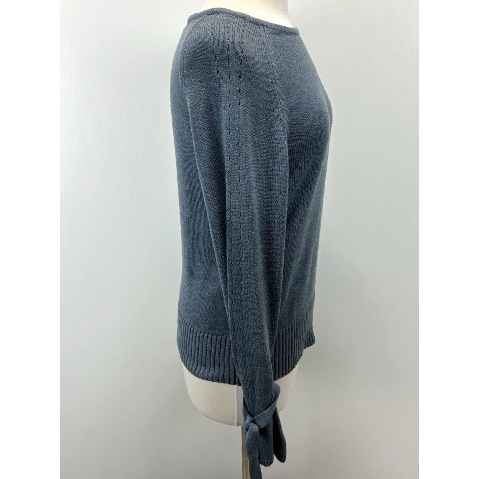 Vintage Sundance Sweater Aryka Knit Long Bell Sleeve Tie Cotton Merino Womens M Coastal Pullover Knit Size L / US 10 / IT 46 - 4 Thumbnail