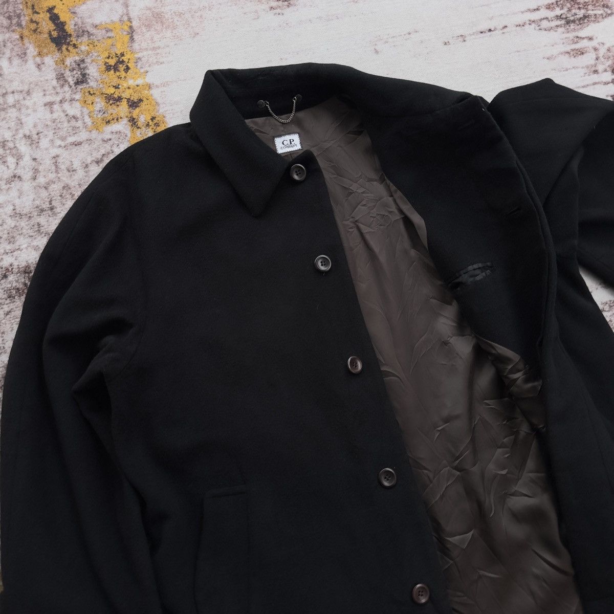 C.P. Company VINTAGE C.P. COMPANY BLACK WOOL OVERCOAT VERY RARE Size US XXL / EU 58 / 5 - 8 Thumbnail