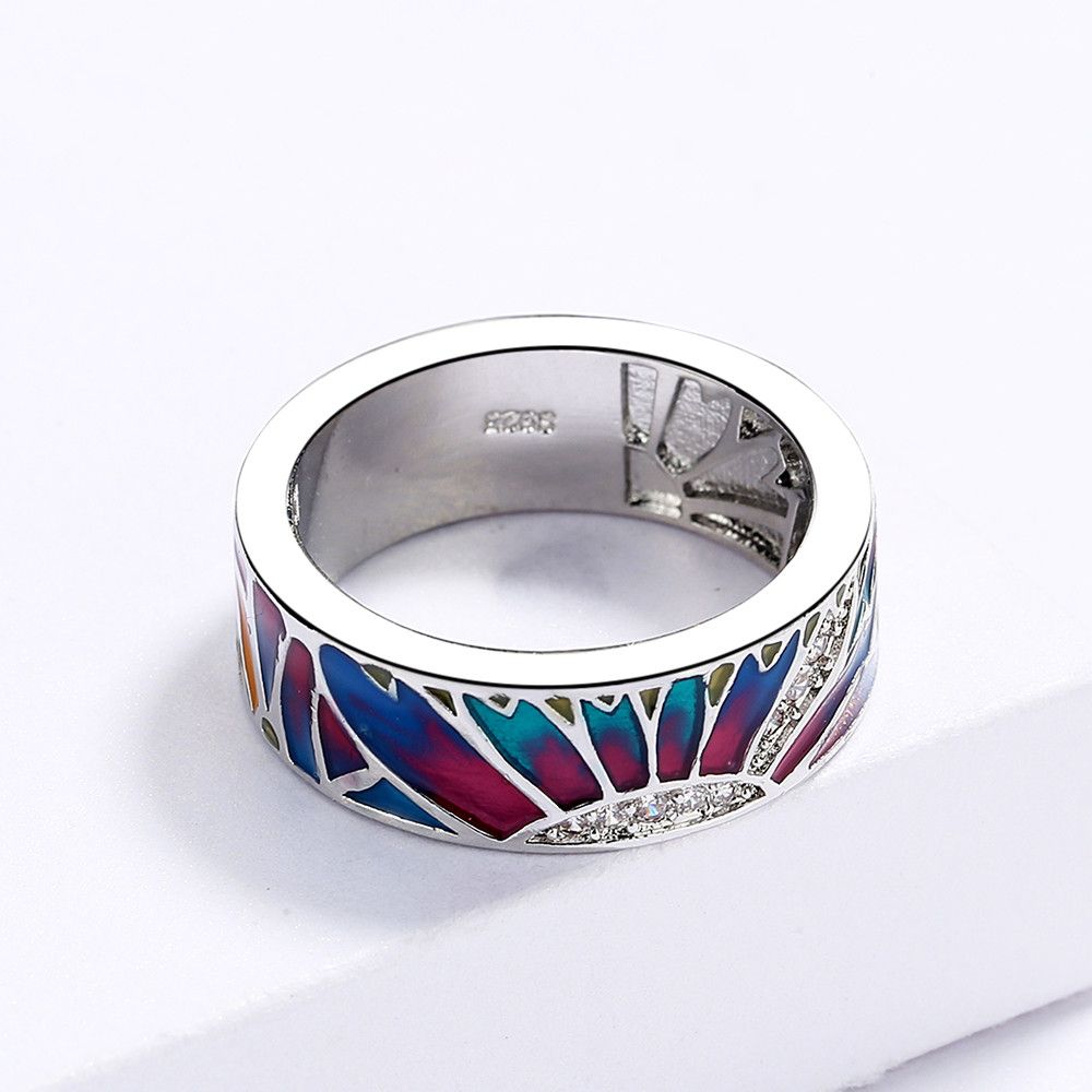 Jewelry Sun Shape Handmade Enamel Ring Size ONE SIZE - 3 Thumbnail