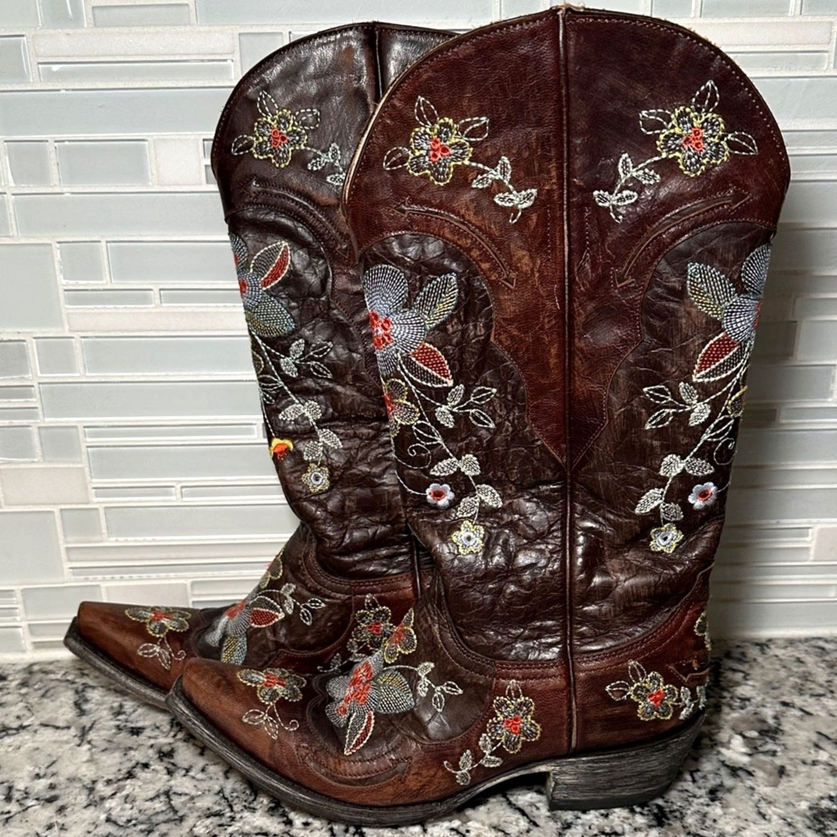 Old Gringo VINTAGE Old Gringo Bonnie Floral Embroidered Cowboy Western Boots Women 7 B Brown Leather Western 90s Ladies Mens? Size US 7 / IT 37 - 2 Thumbnail