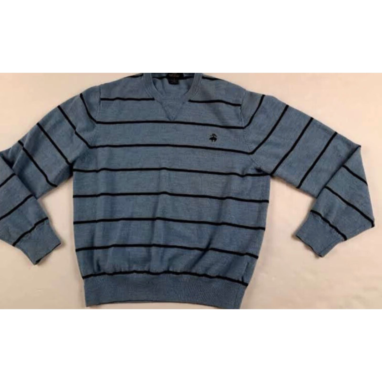 Brooks Brothers VINTAGE Brooks Brothers Sweater Knit Wool Striped V-Neck L Size US L / EU 52-54 / 3 - 4 Thumbnail
