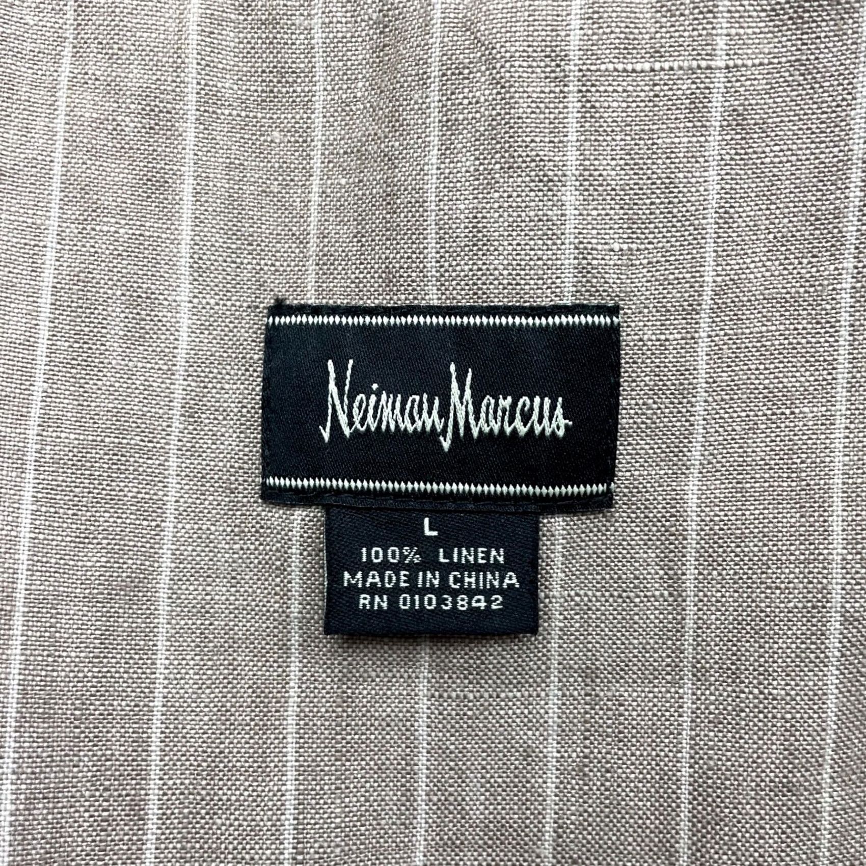 Neiman Marcus Neiman Marcus Blazer Jacket 100% Linen Brown Stripe 3-Button Notch Lapel Regular L Mens Italy Size 42R - 4 Thumbnail